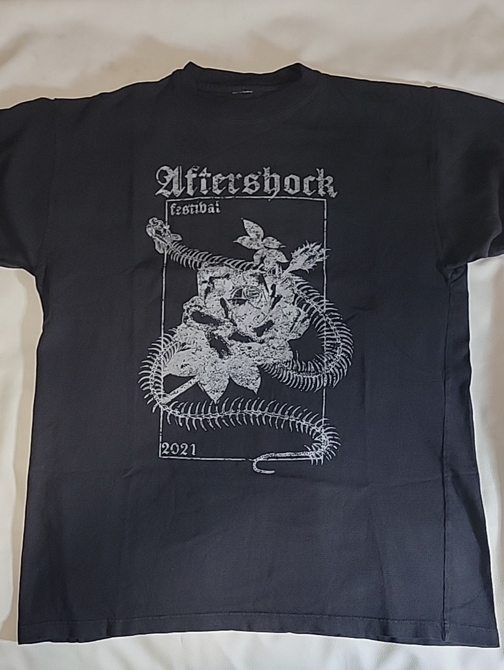 Aftershock Festival 2021 T-Shirt Skeleton Snake Rose Graphic Black XL